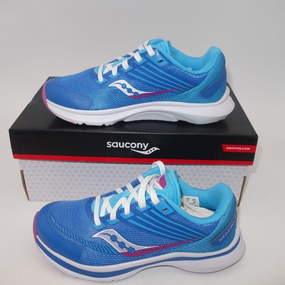 NEW Saucony Kinvara 12 Sneakers Lace Up Running Shoes Blue Pink Girl's 11 - Picture 3 of 11